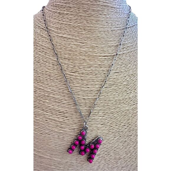 Initial Necklace Hot Pink Barbie Western Nashville ￼P, N, T, S, R, C, E, M - Picture 10 of 10